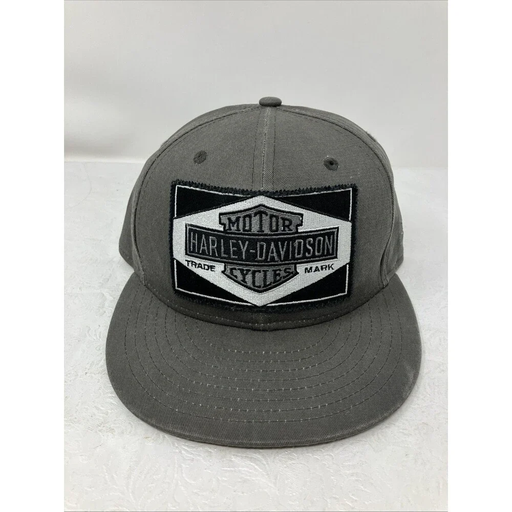 Harley Davidson New Era Hat Mens 7 1/4 Gray 59FIFTY Biker Motorcycle Cap Fitted